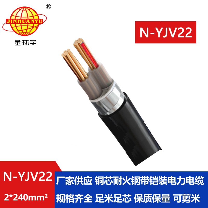 金環(huán)宇電線電纜 低壓yjv22電纜 N-YJV22-2X240  耐火鎧